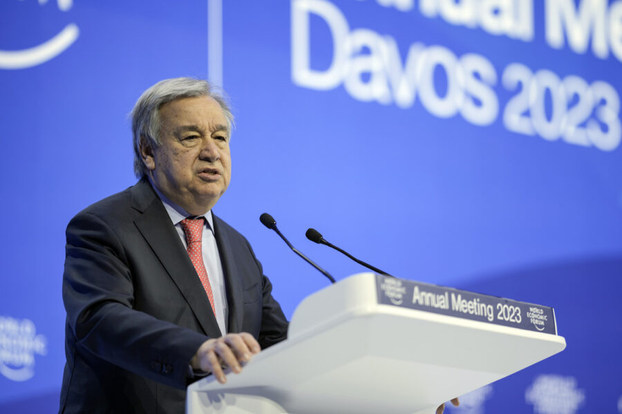 FN:s generalsekreterare António Guterres i Davos, Schweiz.