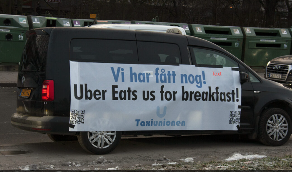 Bild från en av Taxiunionens tidigare demonstrationer i Stockholm i december.