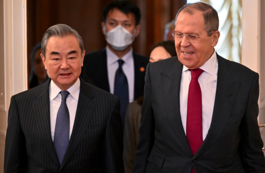 Kinas Wang Yi och Rysslands Sergej Lavrov  i onsdagen.