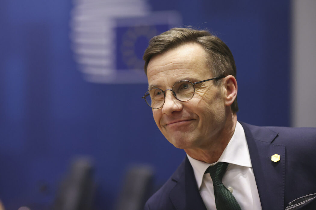 Statsminister Ulf Kristersson (M) under toppmötet i Bryssel.