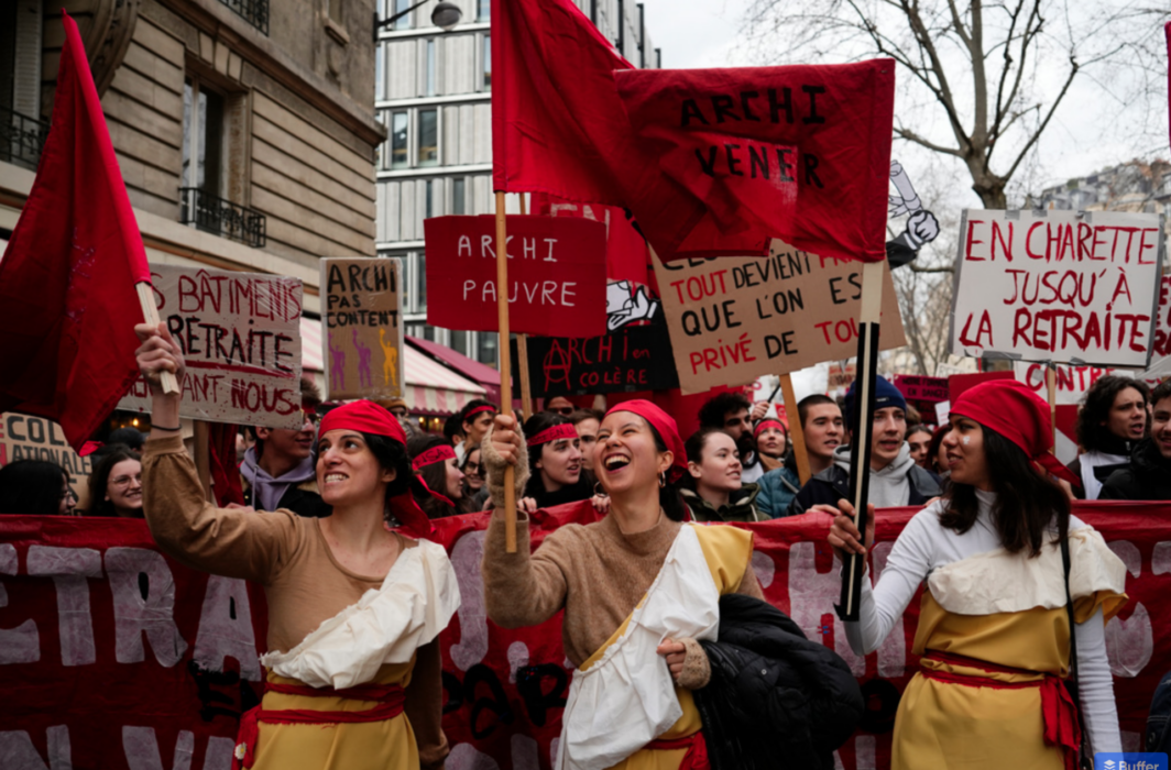 Demonstrationståg i Paris på tisdagseftermiddagen.