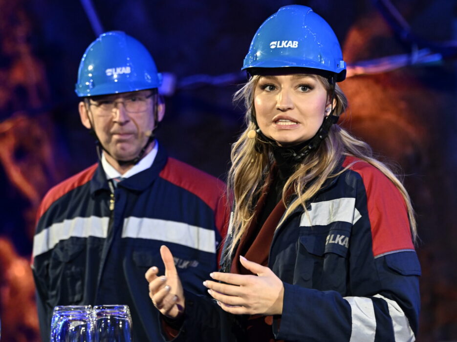 Energi- och näringsminister Ebba Busch (KD) under pressträff vid LKAB i Kiruna.