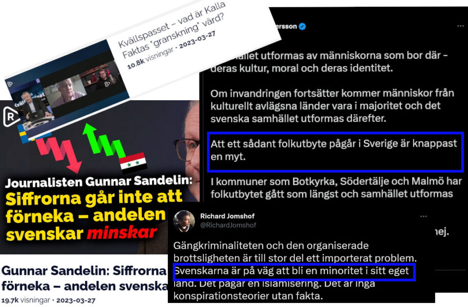 Sverigedemokraterna har inlett en kampanj med påståenden om ett pågående folkbyte och att svenskar håller på att bli i minoritet.