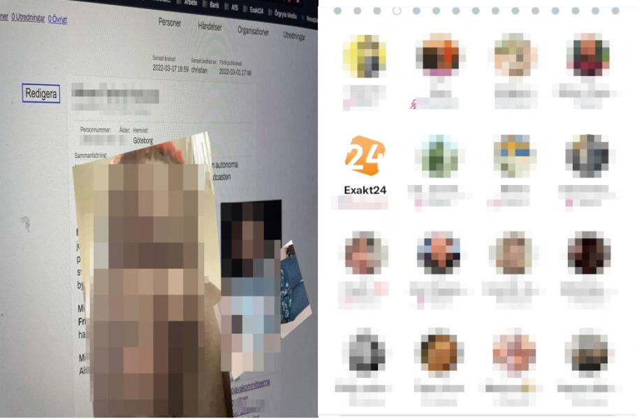 En reporter skriver öppet på sociala medier om att han med hjälp av Exakt24 sitter på en databas med över tusentalsnamn.