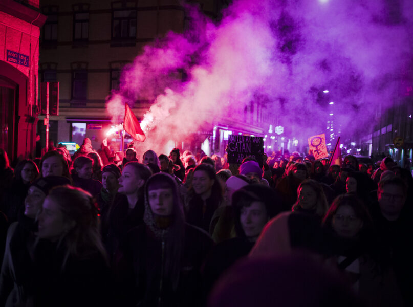 Tidigare manifestation med Ta natten tillbaka i Göteborg.