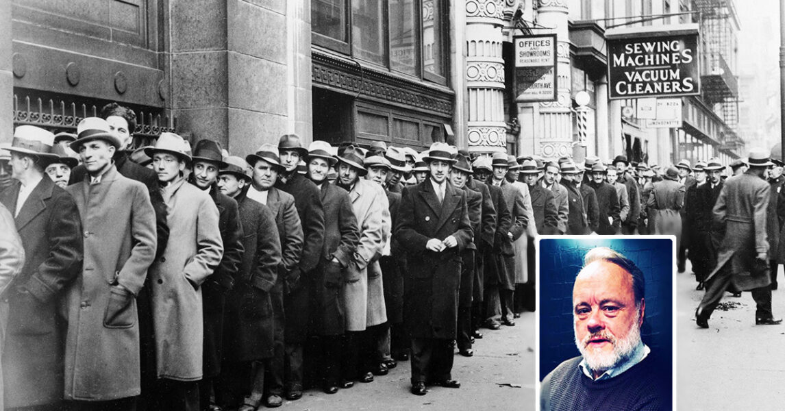 Arbetslösa köar för att få understöd i New York 1933.