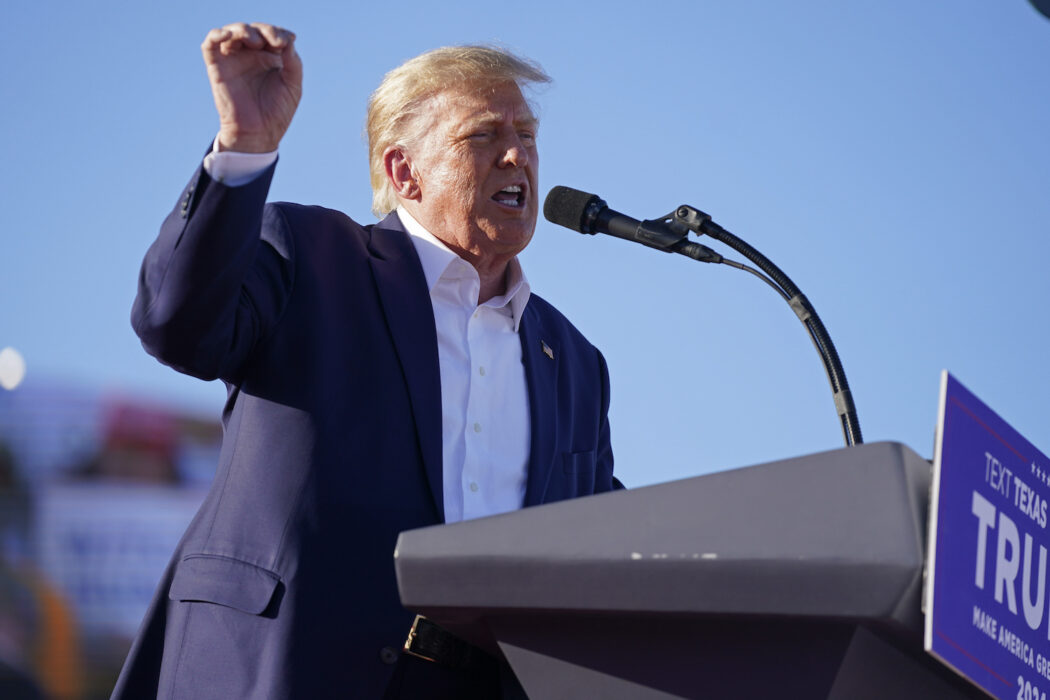 USA:s förre president Donald Trump vid ett valtal 25 mars.