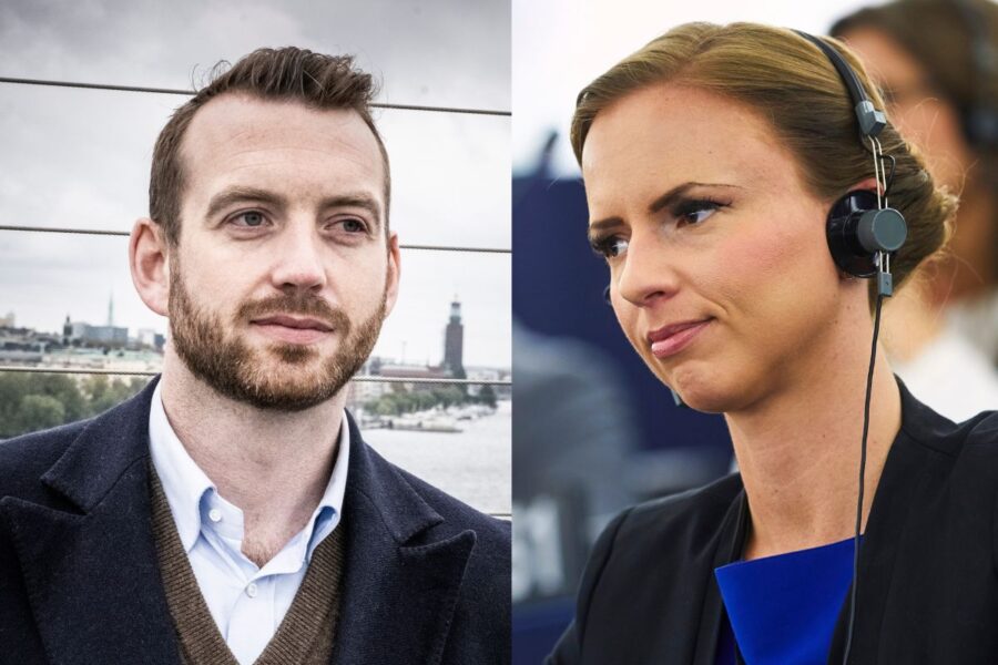 Jakop Dalunde (MP) och Sara Skyttedal (KD) med vitt skilda åsikter kring hur mycket EU:s utsläppshandel skulle skärpas.