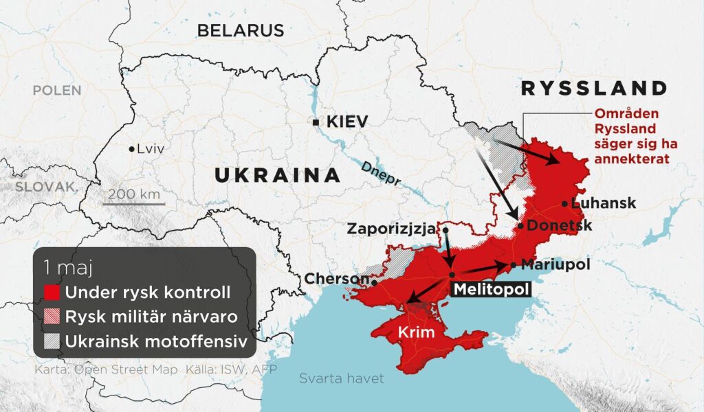 Olika scenarier för den ukrainska offensiven.