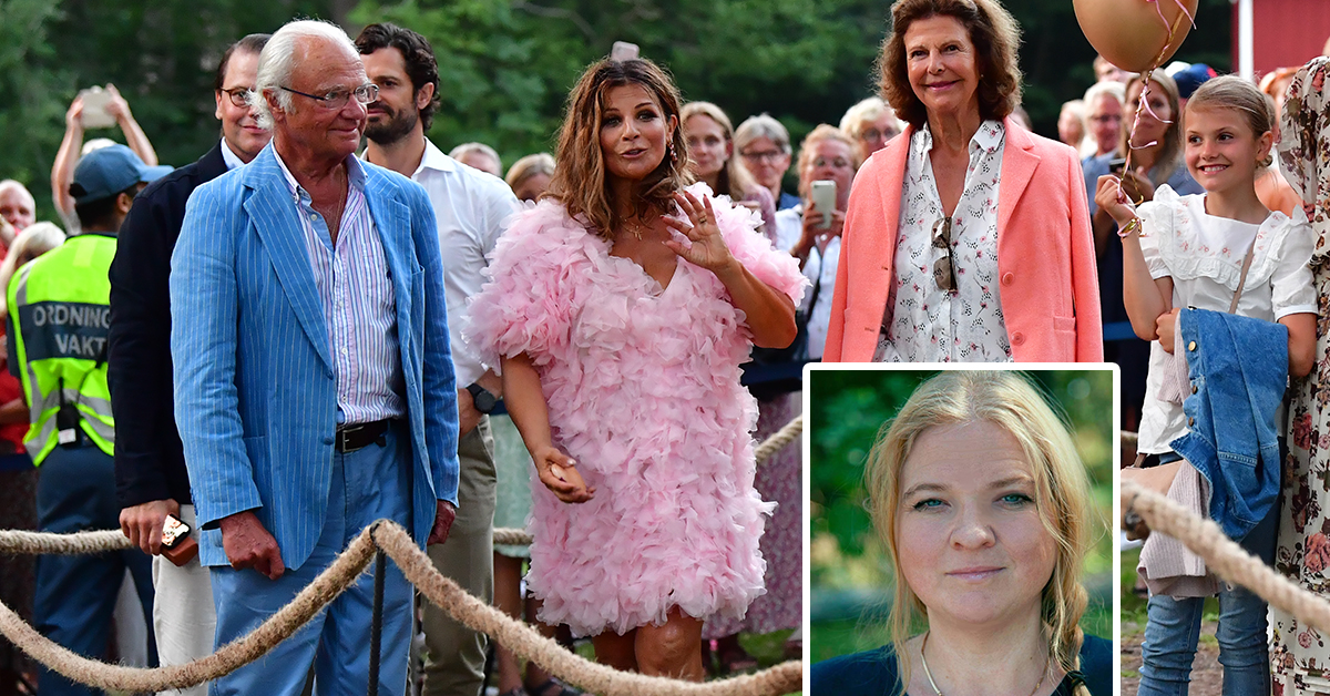 Carola på Solliden på Öland med kungafamiljen i juli 2021.