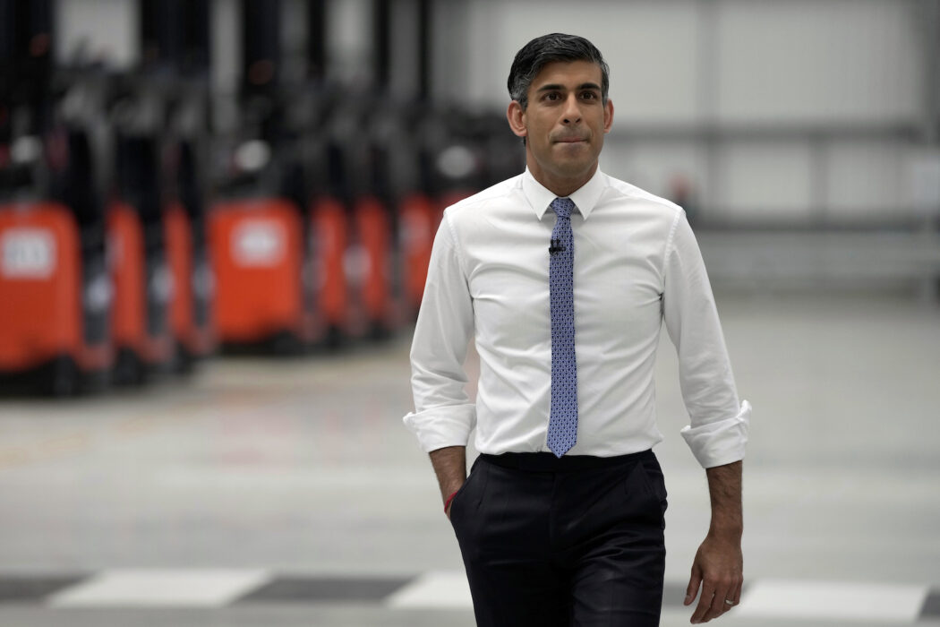 Storbritanniens premiärminister Rishi Sunak på besök i det engelska grevskapet Kent förra veckan.