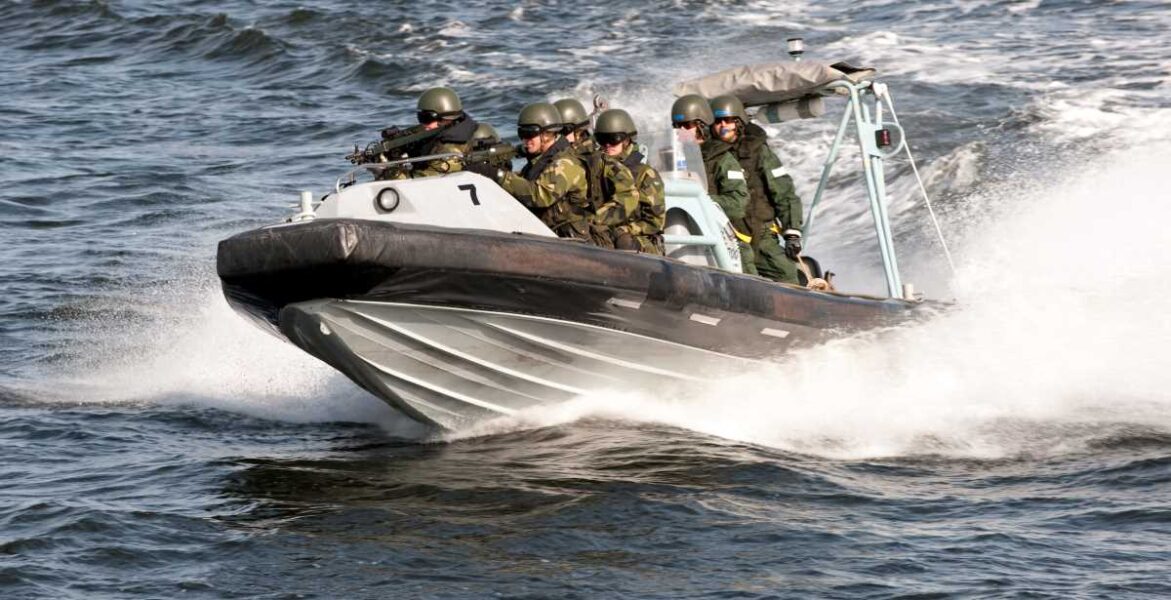Under övningen låtsades marinen att den konfronterades av aktivister från Återställ våtmarker.