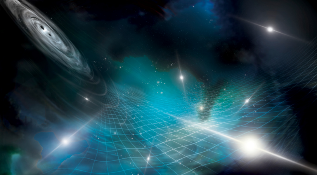 En illustration av de gravitationsvågor som forskare upptäckt i rymden.