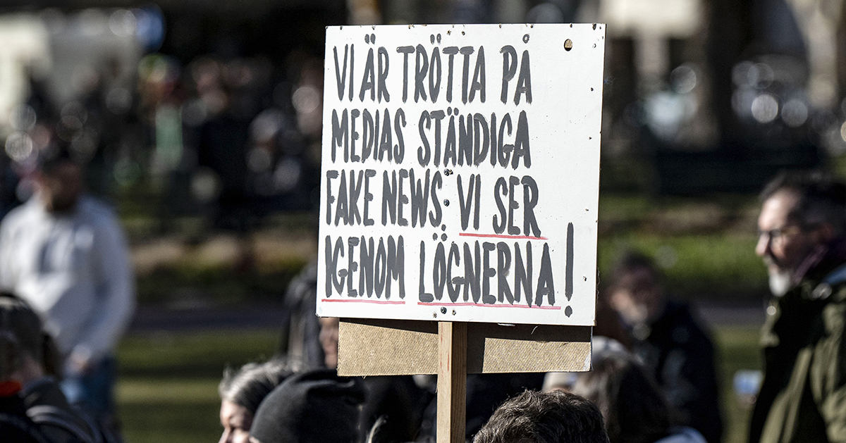 Vaccinkritiker demonstrerar i Malmö våren 2022.
