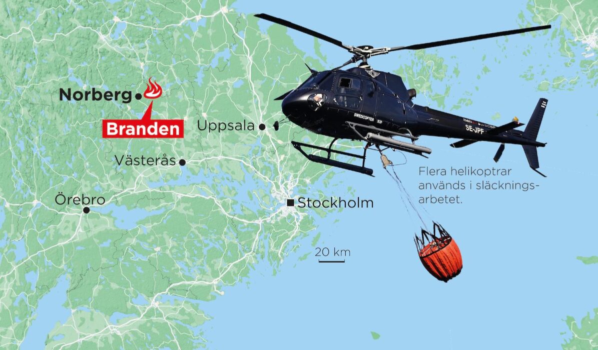 Branden startade under midsommarafton och blossade upp igen under måndagen.