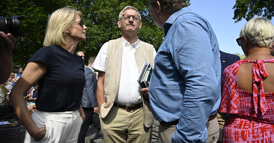 Finansminister Elisabeth Svantesson (M), tidigare utrikesminister Carl Bildt (M) och justitieminister Gunnar Strömmer (M) i Almedalen.