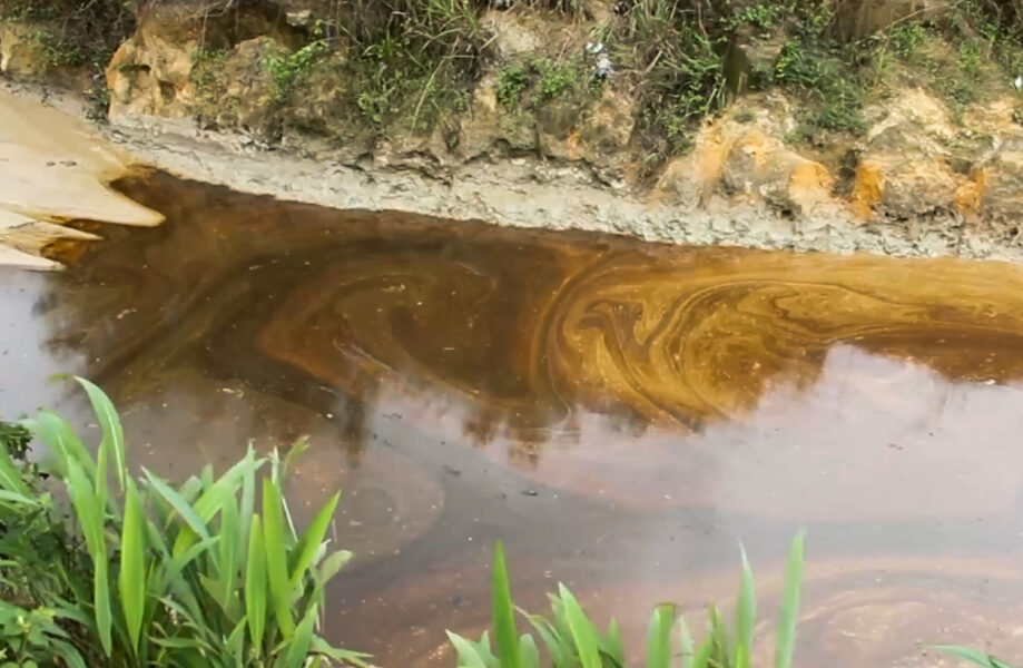 Ett oljeutsläpp från en Shellanläggning  i Nigeria har förorenat floden Okuku.