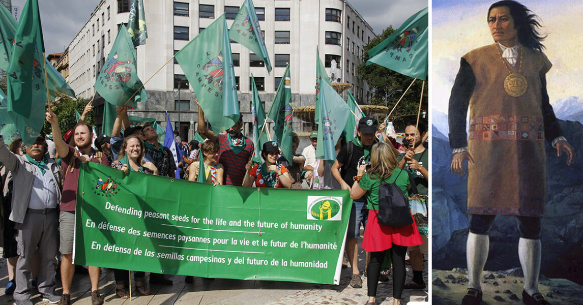 Till vänster: Småbonderörelsen Via campesina håller en manifestation under sin kongress 2017.