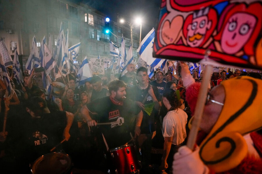 Demonstration i Tel Aviv på lördagskvällen.