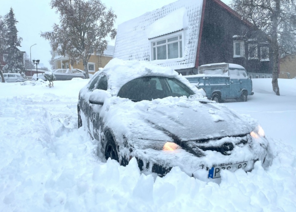 Foto: Kenneth Paulsson/TTRejält med snö har fallit över Kiruna.
