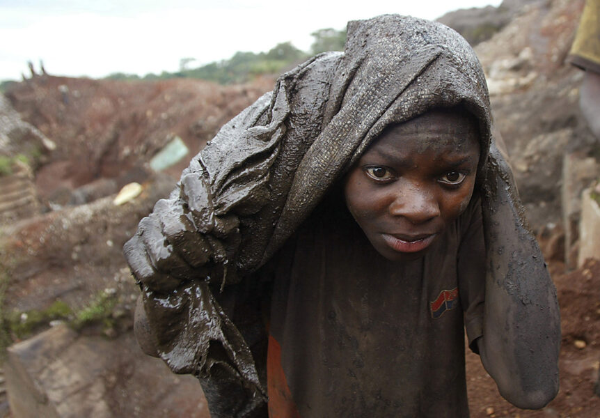 Arbetare i koboltgruva i Demokratiska republiken Kongo.