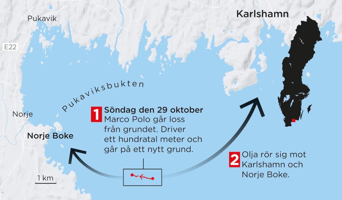 En ny oljeläcka har uppstått från det grundstötta fartyget.