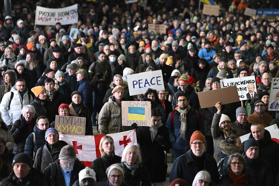 Demonstration mot Rysslands invasion av Ukraina 2022.