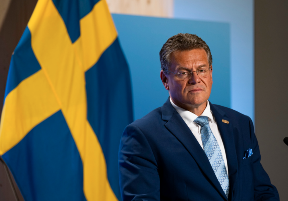 Maros Sefcovic fotograferad vid ett möte utanför Stockholm tidigare i år.