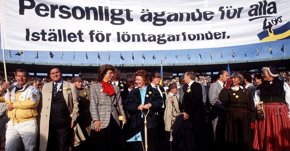 Löntagarfonderna infördes 1984 och lades ner sex år senare efter protester från företagarorganisationer.