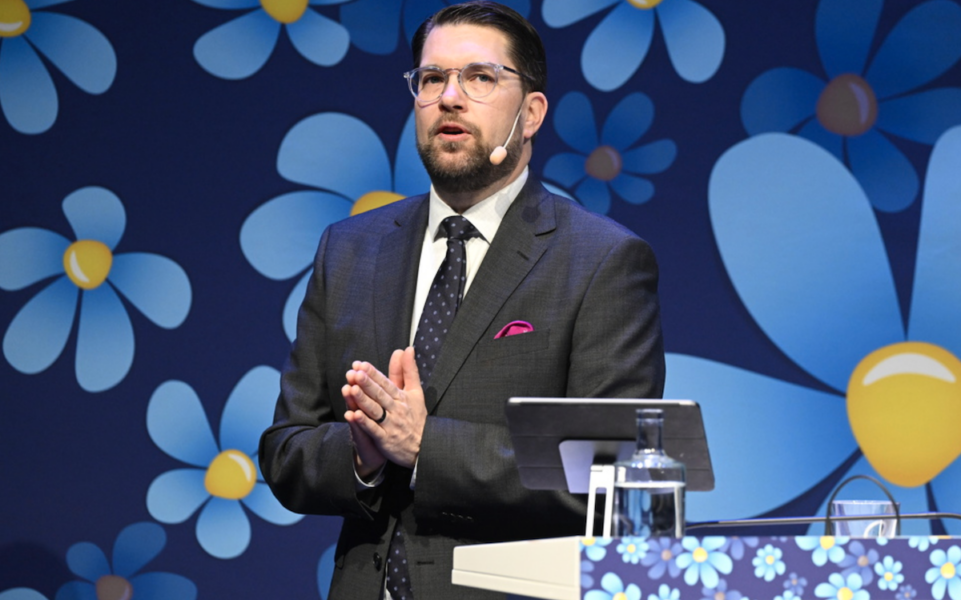 Partiledare Jimmie Åkesson (SD) talar under Sverigedemokraternas landsdagar på Västerås kongress.