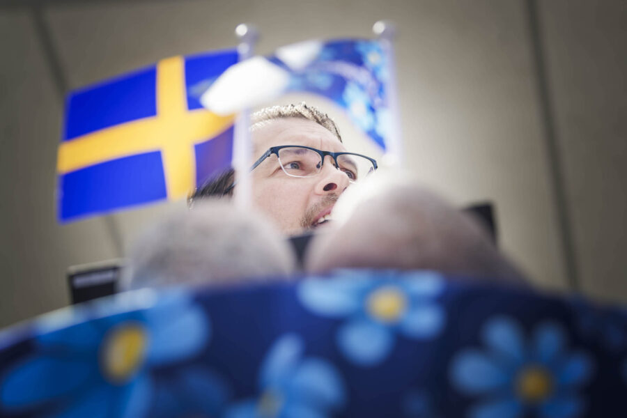 SD-ledaren Jimmie Åkesson håller tal i Almedalen.