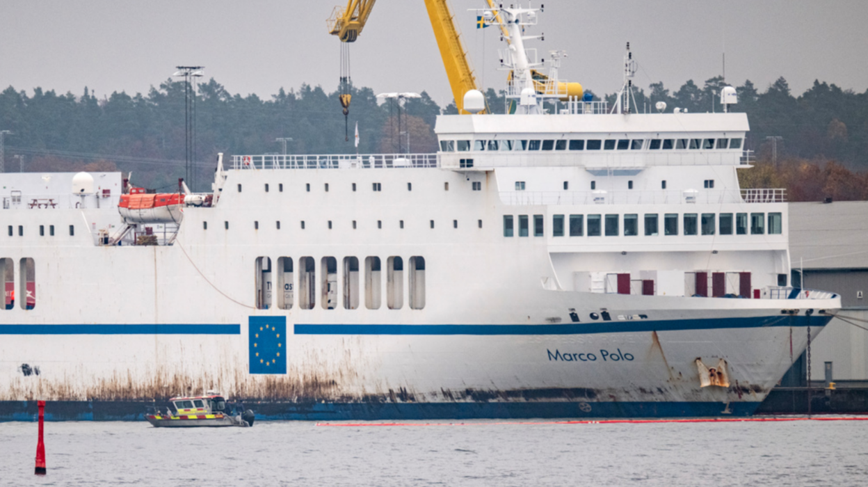 Färjan Marco Polo i Stillerydshamnen i Karlshamn.