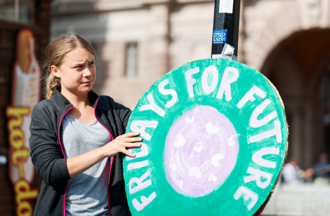 Greta Thunberg i samband med en klimatstrejk på Mynttorget i Stockholm arrangerad av nätverket Fridays for future i september.