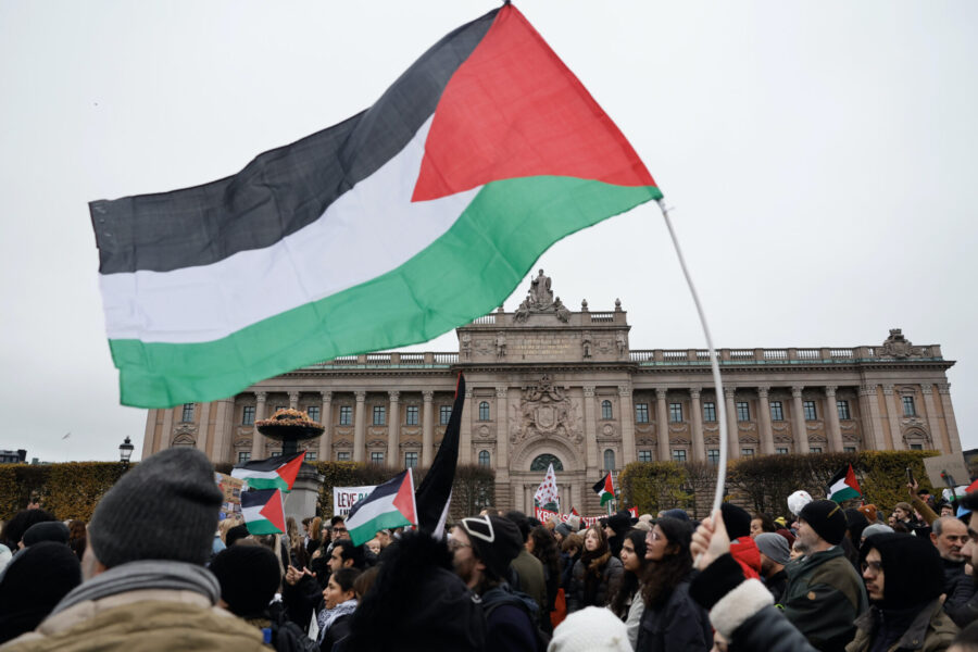 En manifestation till stöd för Palestina i Stockholm.