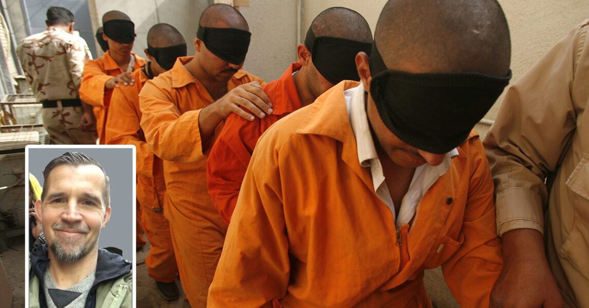 Fångar i det ökända fängelset Abu Ghraib 2007, under kriget i Irak.