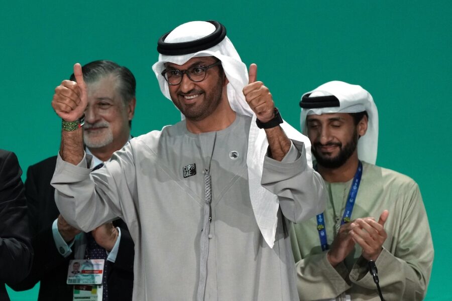 Sultan Al Jaber, ordförande för COP28, när FN:s klimattoppmöte avslutades på onsdagen, 13 december, i Dubai.