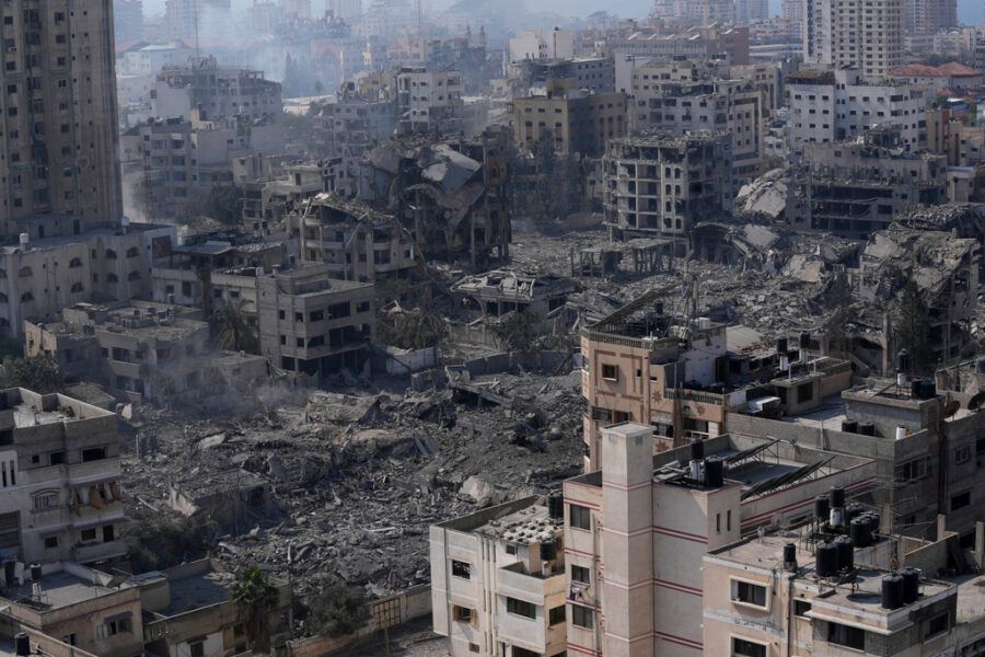 Staden Gaza den 11 oktober, efter knappt fyra dagars krig.