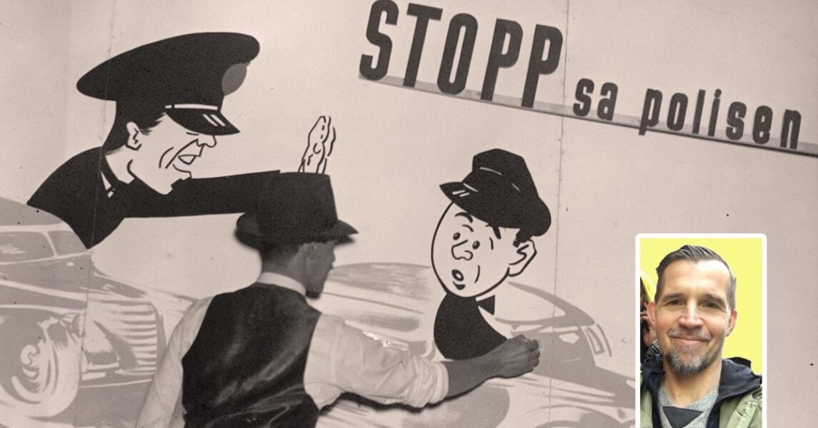 Polisen, avbildad på Motormännens riksförbunds utställning 1941.