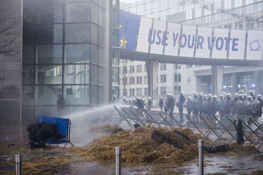 Gödselprotest i Bryssel i torsdag.