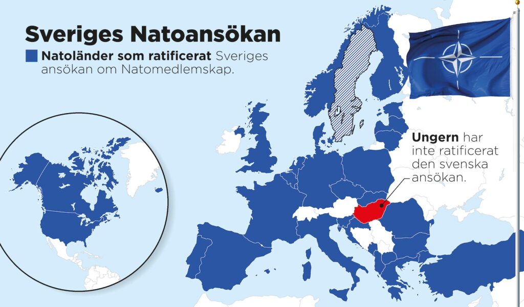  Natoländer som ratificerat Sveriges ansökan om Natomedlemskap.
