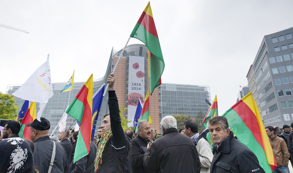 Demonstrationer ägde rum i Bryssel i dag efter att kurdiska familjer attackerats av turkiska högerextrema.