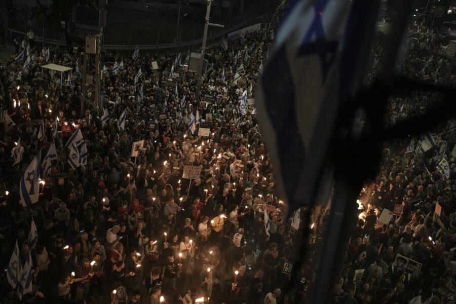  Demonstration i Tel Aviv mot premiärminister Benjamin Netanyahus regering.
