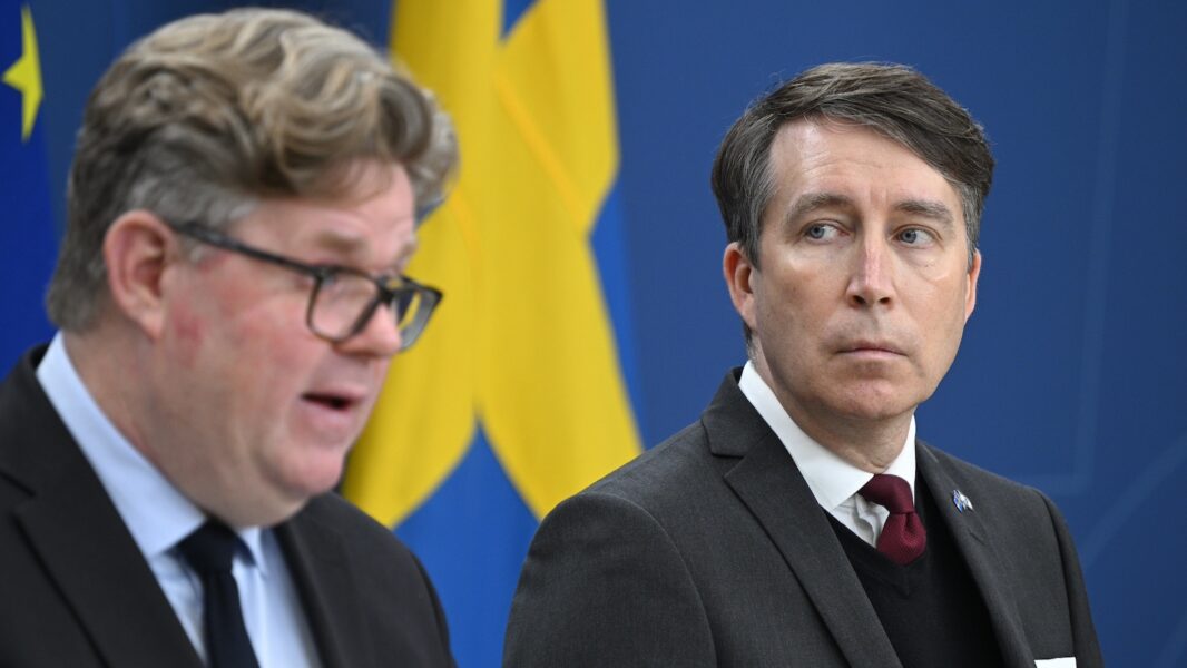 Justitieminister Gunnar Strömmer och Richard Jomshof, ordförande i justitieutskottet.