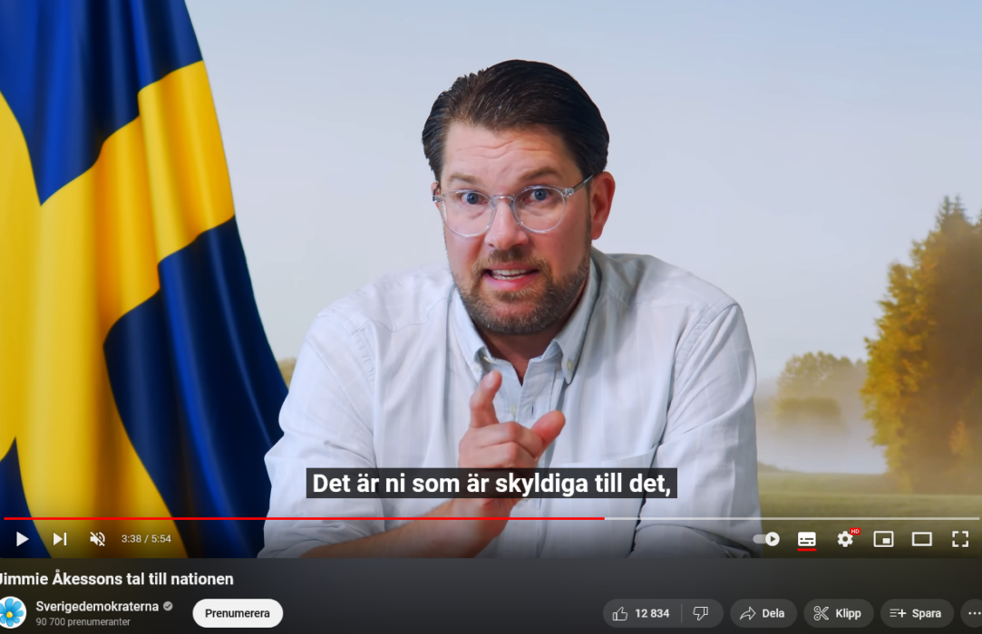 Jimmie Åkesson höll "tal till nationen" där han gick till angrepp mot medier och politiker efter att hans parti avslöjats driva en trollfabrik.