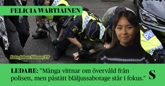 Flera poliser trycker ner en person på marken.
