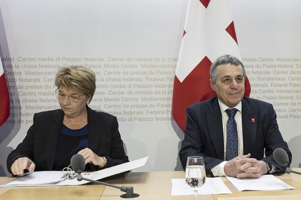 Förbundsledamoterna Viola Amherd och Ignazio Cassis, Schweiz.