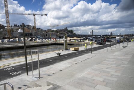 Gång och cykelbana vid nya Slussen.
