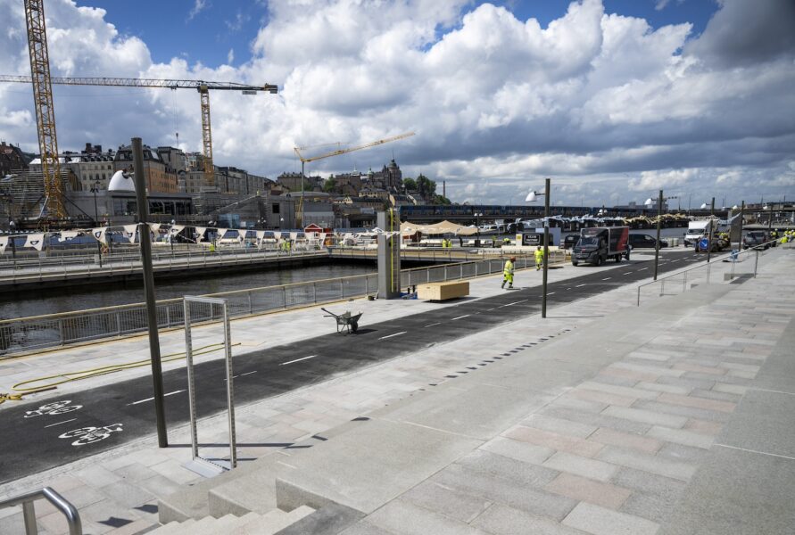 Gång och cykelbana vid nya Slussen.