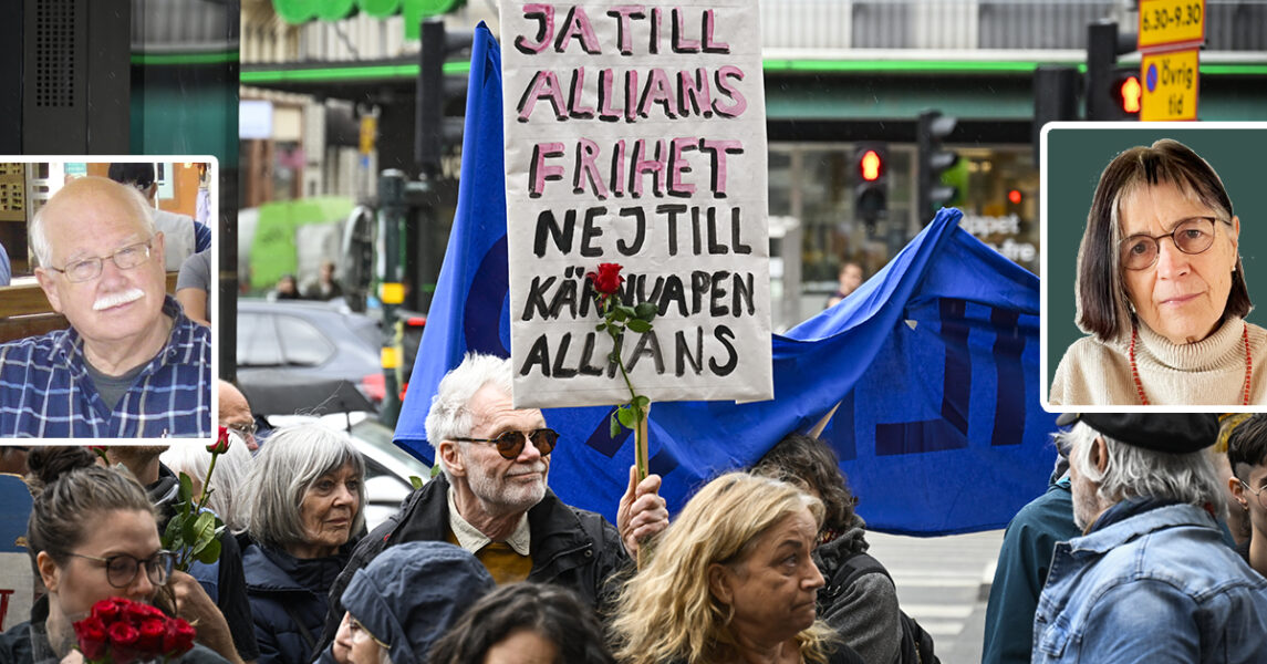 En demonstration utanför Socialdemokraternas partikansli mot Natomedlemskap i maj 2022.