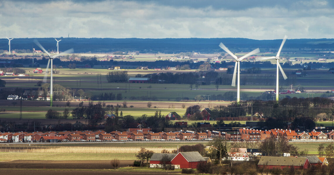 Vindkraftverk utanför Lund.